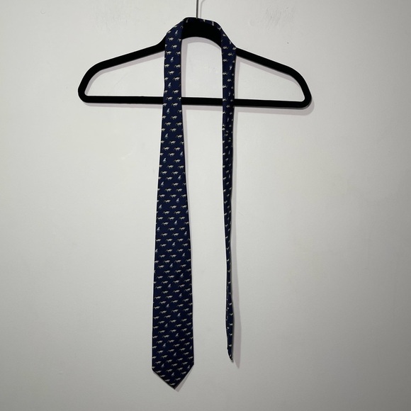 Brooks Brothers Men's Navy swimming ducks print 100% silk career office neck tie - Picture 1 of 7